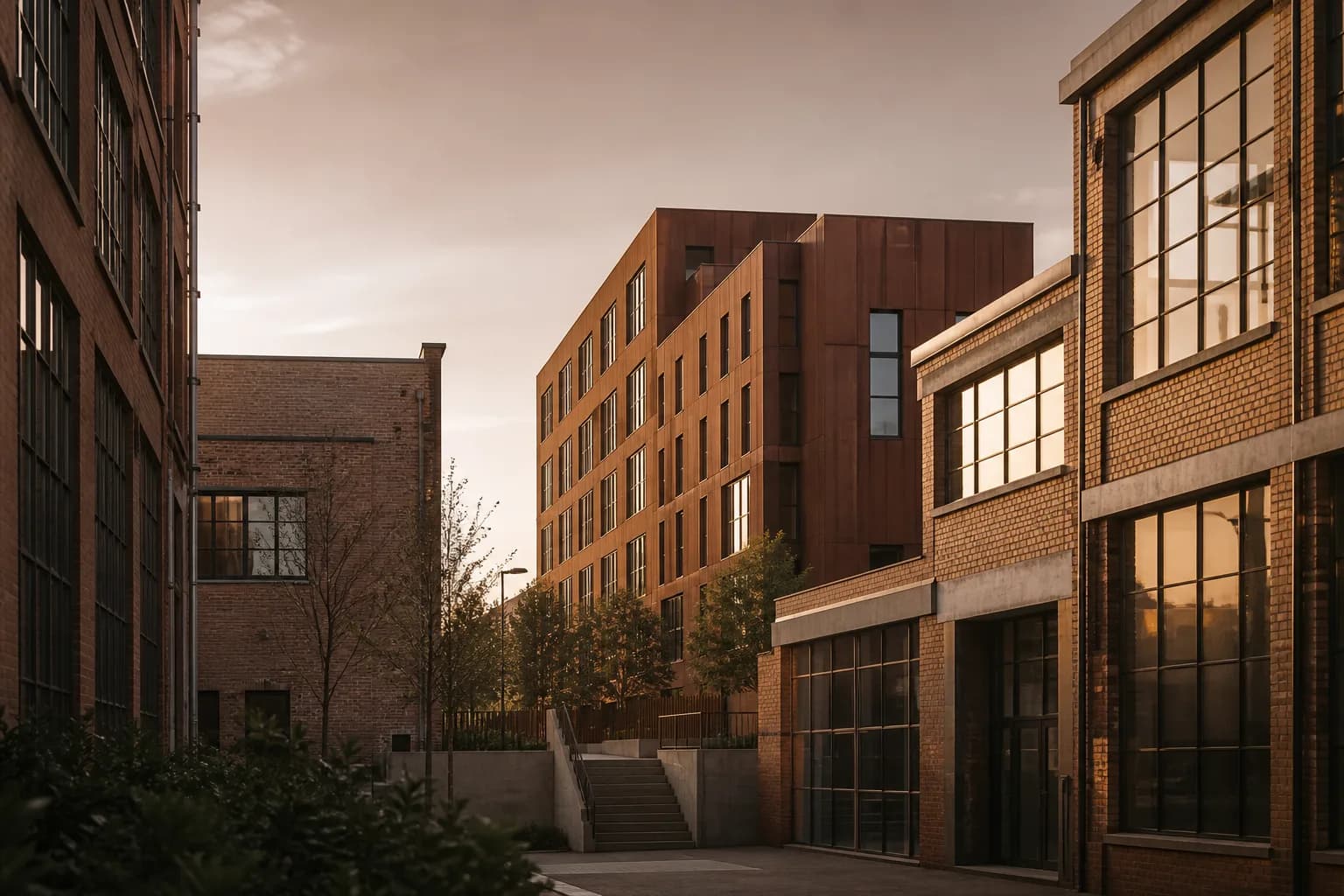 Eindhoven Strijp district at warm evening light